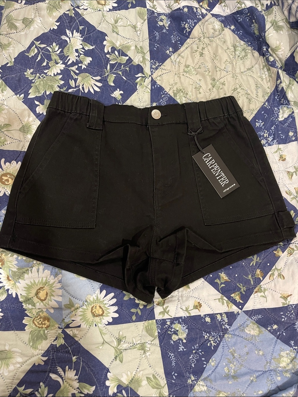 refuge Black High-Waist Utility Shorts
